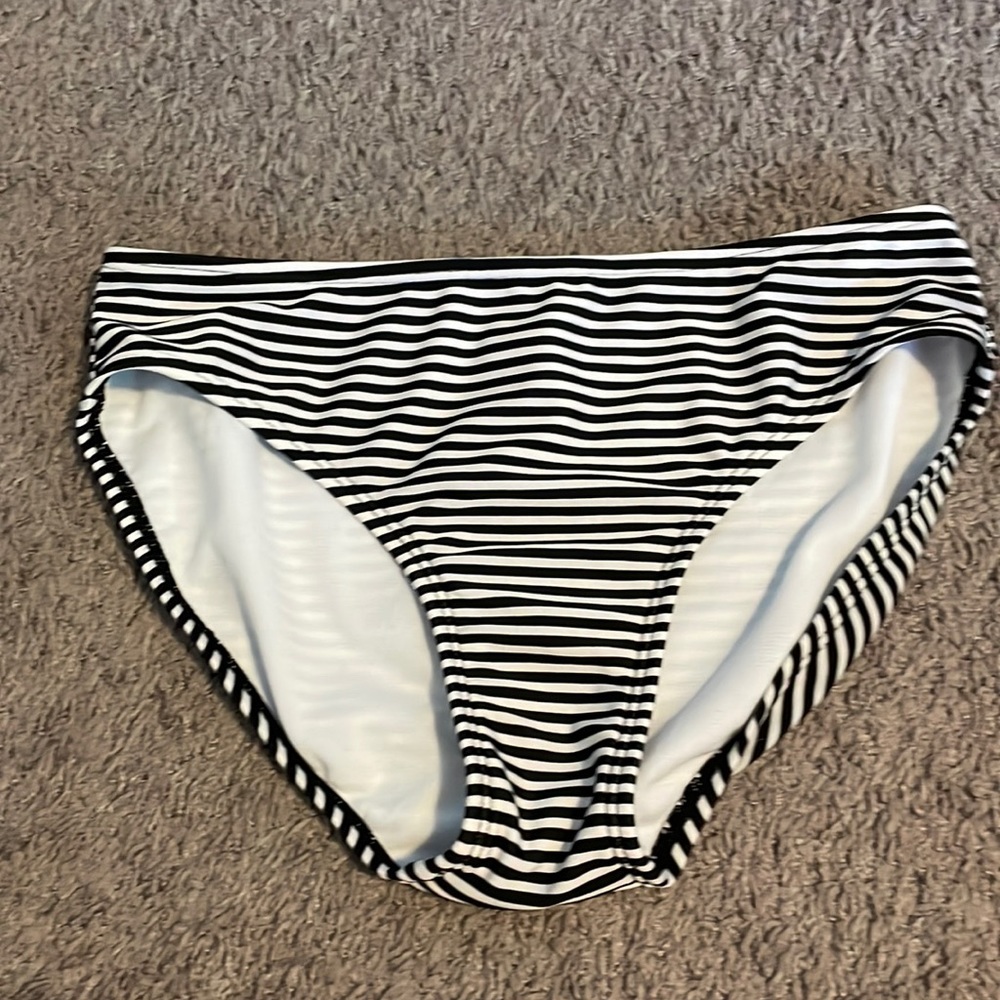 Black and white striped bikini bottom